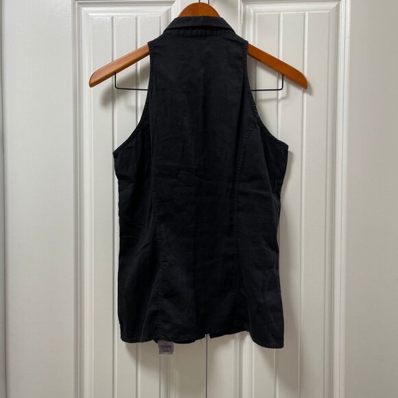 Vintage Versace Jeans Couture Sleeveless Button Up Blouse Black - Picture 8 of 14